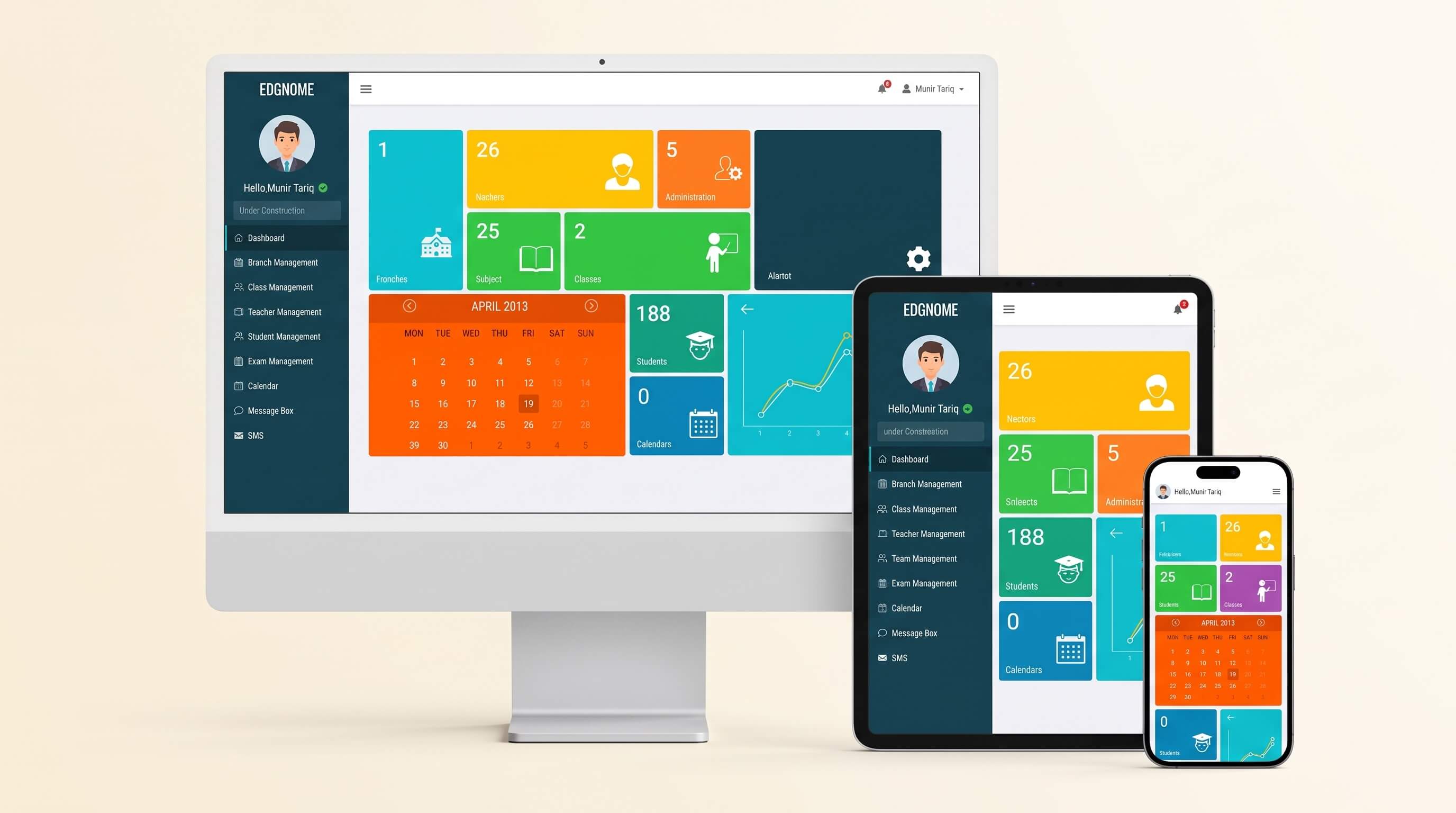 Edgnome LMS on desktop, tablet and mobile